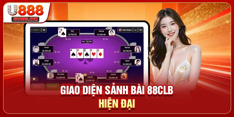 Giao diện sảnh bài 88CLB hiện đại