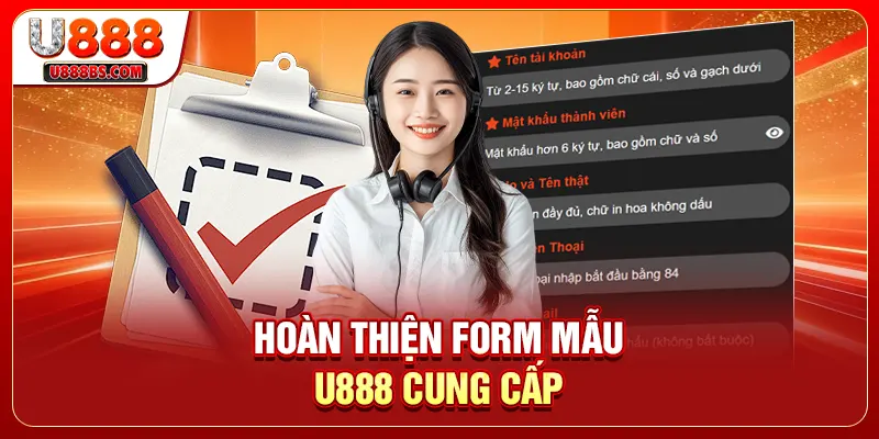 Hoàn thiện form mẫu U888 cung cấp