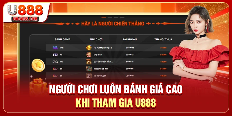 Người chơi luôn đánh giá cao khi tham gia U888